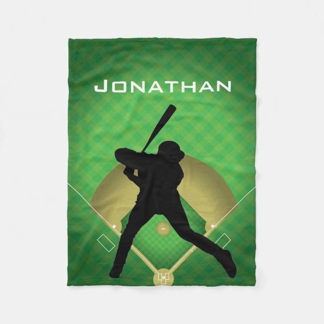 Baseball Batter Design Fleece Blanket (Front)