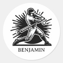 Baseball Batter Personalized Classic Round Sticker