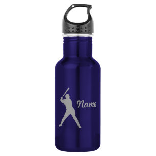 Baseball Batter Silhouette, Personalized Name 532 Ml Water Bottle