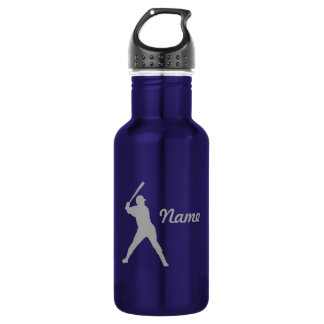 Baseball Batter Silhouette, Personalized Name 532 Ml Water Bottle