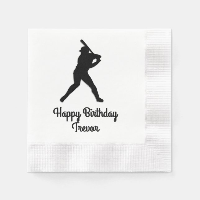 Baseball Batter Up Personalized Birthday Napkin (Front)