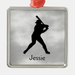 Baseball Batter Up Personalized Metal Ornament
