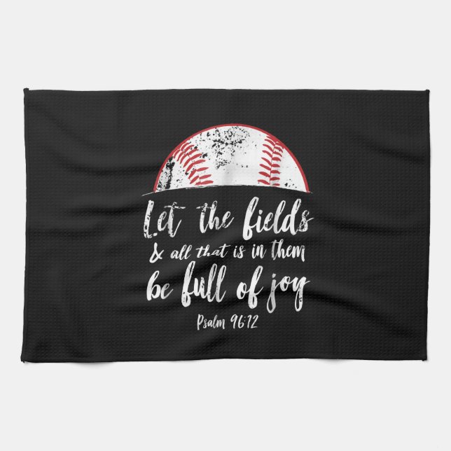 Baseball Bible Verse  Cute Christian Psalm 96 Kitchen Towel (Horizontal)