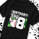 Baseball Birthday 8 Year Old Boy 8th Birthday T-Shirt<br><div class="desc">This baseball birthday party design is perfect for an 8 year old boy's baseball theme birthday party to celebrate their 8th birthday! Great for kids that love to play baseball, watch baseball or want to become future baseball star players! Features a baseball on a baseball field graphic w/ number 8...</div>