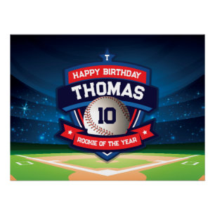 Baseball Birthday banner backdrop  Poster