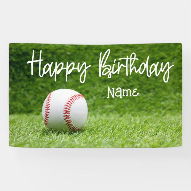Baseball Birthday Banner with ball  (Horizontal)