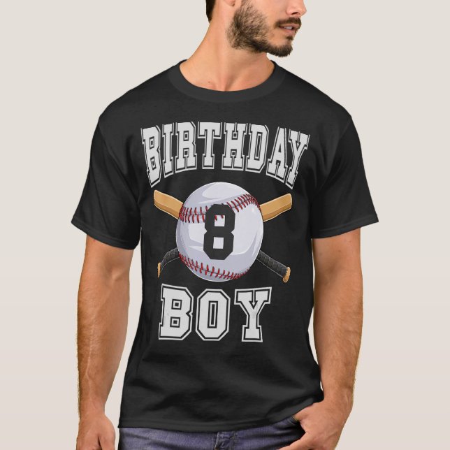 Baseball  Birthday Boy 8 Year old 8th Birthday T-Shirt (Front)