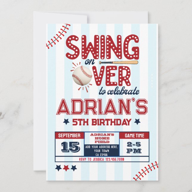 Baseball birthday boy  invitation (Front)