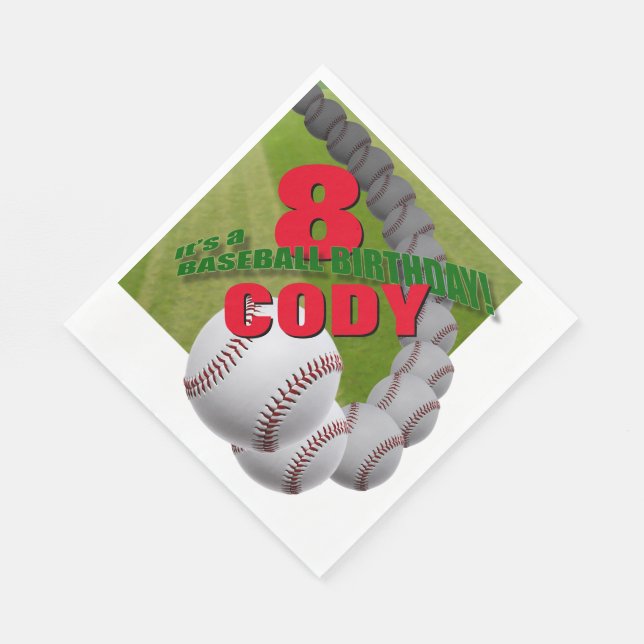 Baseball Birthday - custom PAPER NAPKINS (Corner)