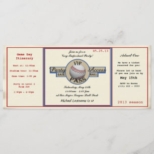 Baseball Birthday Field Pass Party Access Invitation