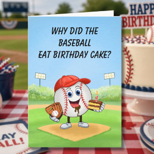 Baseball Birthday Humour Cake Slice Grand Slam Fun Card