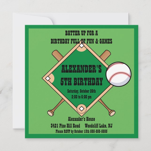 Baseball Birthday Invitation (Front)