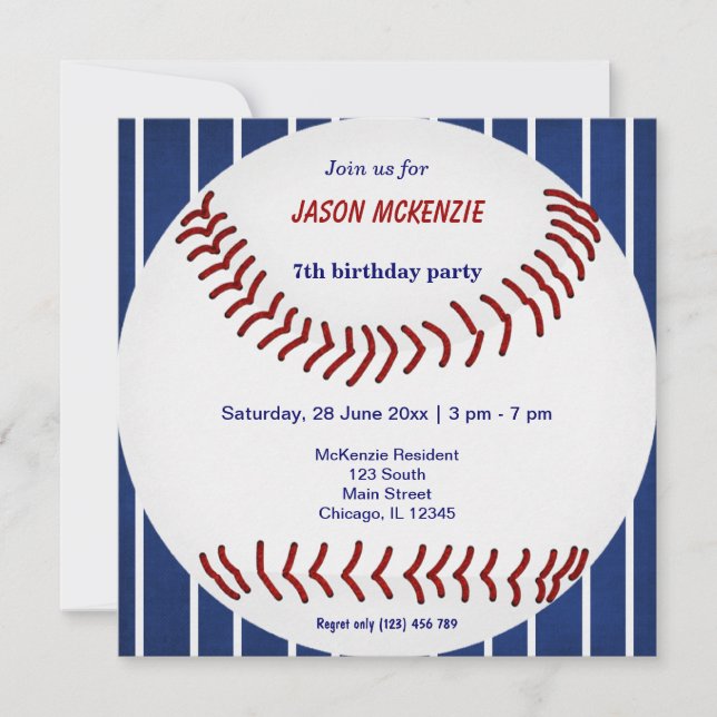 Baseball Birthday Invitation (Front)