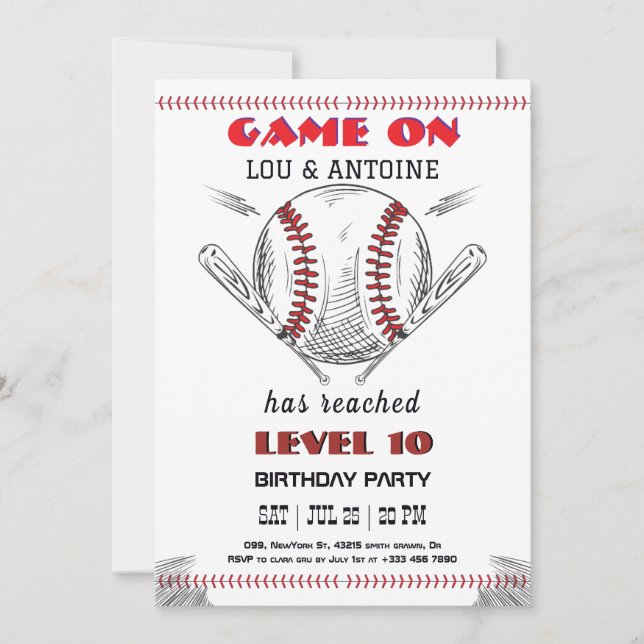 Baseball Birthday Invitation (Front)