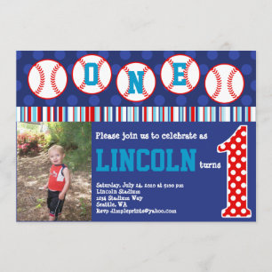 Baseball Birthday Invitation (1st Birthday)
