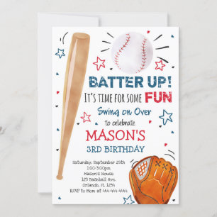 Baseball Birthday Invitation, Baseball Invites