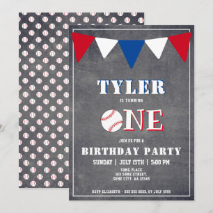 Baseball Birthday Invitation Boy 1st Birthday