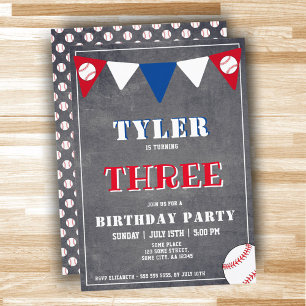 Baseball Birthday Invitation Boy 3rd Birthday