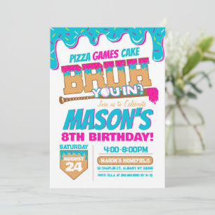 Baseball Birthday Invitation Drip Bruh Theme