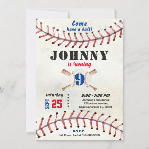 Baseball birthday invitation for boy with photo