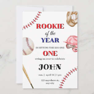 Baseball Birthday Invitation Rookie of the Year