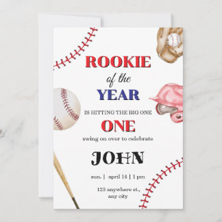 Baseball Birthday Invitation Rookie of the Year