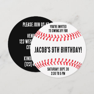 Baseball Birthday Party Custom Name and Info Invitation