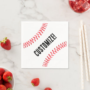 Baseball Birthday Party Custom Name or Text Napkin