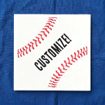 Baseball Birthday Party Custom Name or Text Napkin<br><div class="desc">Make your own personalized baseball cocktail napkins for baseball themed birthday parties, team banquets and celebrations. Just click to personalize the template and type anything you want in the custom text box: birthday boy's name, baseball team name, birthday wishes, or anything else you wants. Adds a fun special touch and...</div>