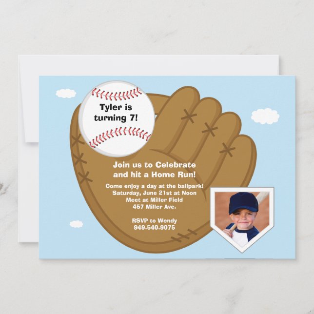 Baseball Birthday Party Invitation (Front)