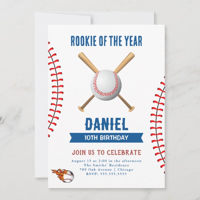  Baseball Birthday Party Invitation (Front)