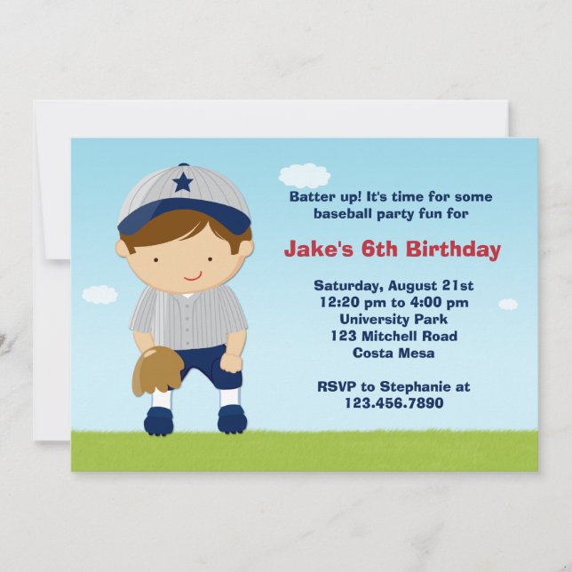 Baseball Birthday Party Invitation (Front)