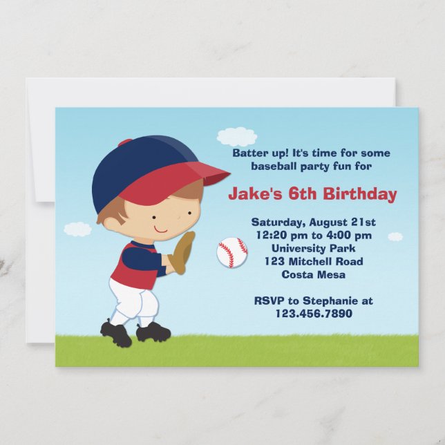 Baseball Birthday Party Invitation (Front)