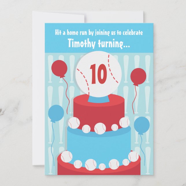 Baseball Birthday Party Invitation (Front)