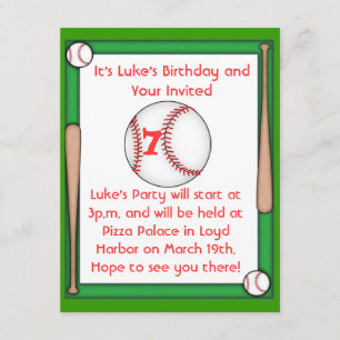 Baseball Birthday Party Invitation Boys & Girls