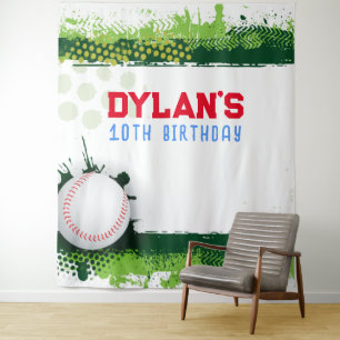 Baseball Birthday Party Photo-Op Kids Backdrop Tapestry