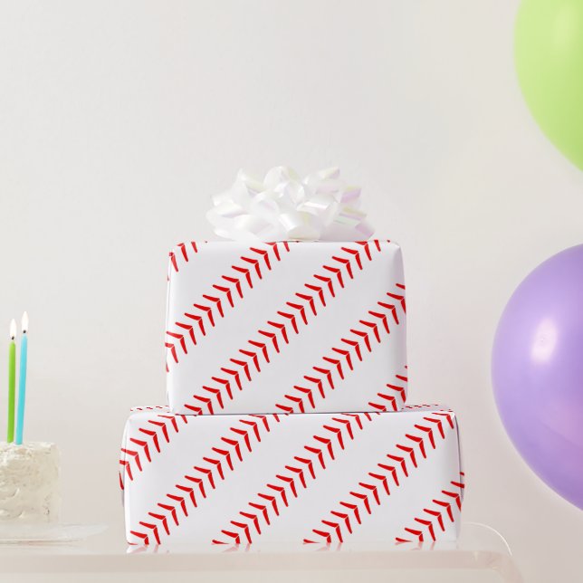 Baseball Birthday Party Red Seams Wrapping Paper (Party Gifts)