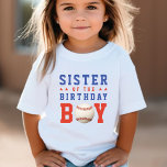 Baseball Birthday Party Sibling Sister T-Shirt<br><div class="desc">Red white and blue baseball "sister of the birthday boy" birthday party shirt for a sibling.  Personalize the title for the wearer: brother,  cousin,  etc.  Great for sports fans and players.</div>