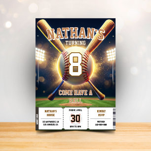 Baseball Birthday Party Sports Theme for Kids Invitation