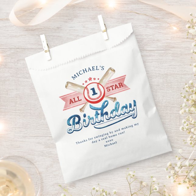 Baseball Birthday Party Thank You Favour Bag  (Clipped)
