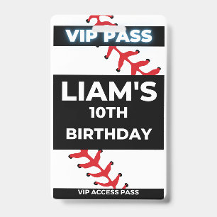 Baseball birthday Party VIP Pass Badge