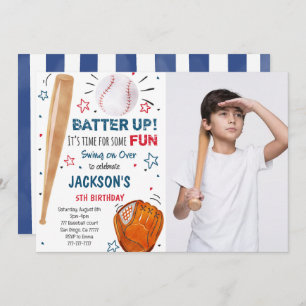 Baseball Birthday Photo Invitation