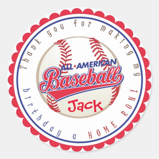 Baseball Birthday Stickers (Front)