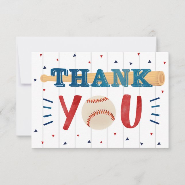 Baseball Birthday Thank You Cards (Front)