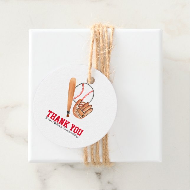 Baseball birthday thank you favour tag (In Situ)