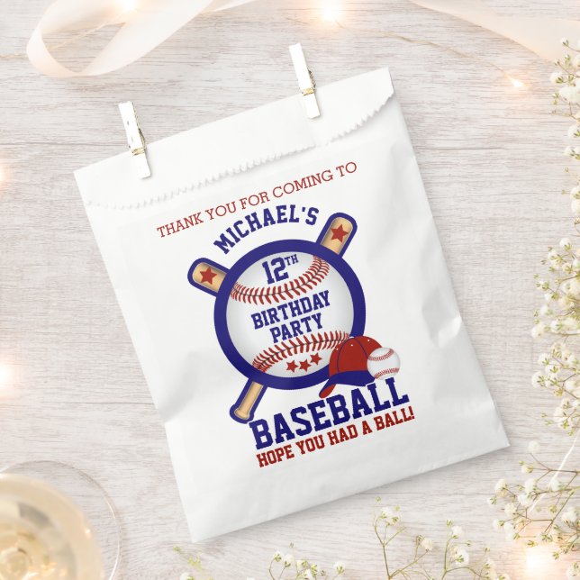 Baseball Birthday Theme  ⚾ - Red , Thank You Favour Bag (Clipped)