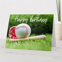 Baseball Birthday word on green for Player