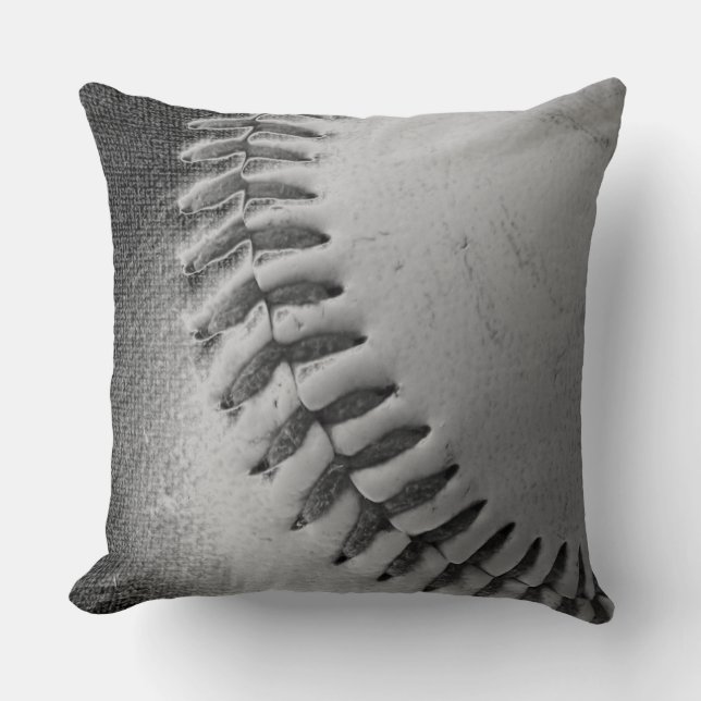 BASEBALL (black and white) Throw Pillow (Front)