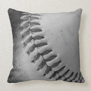 BASEBALL (black and white) Throw Pillow