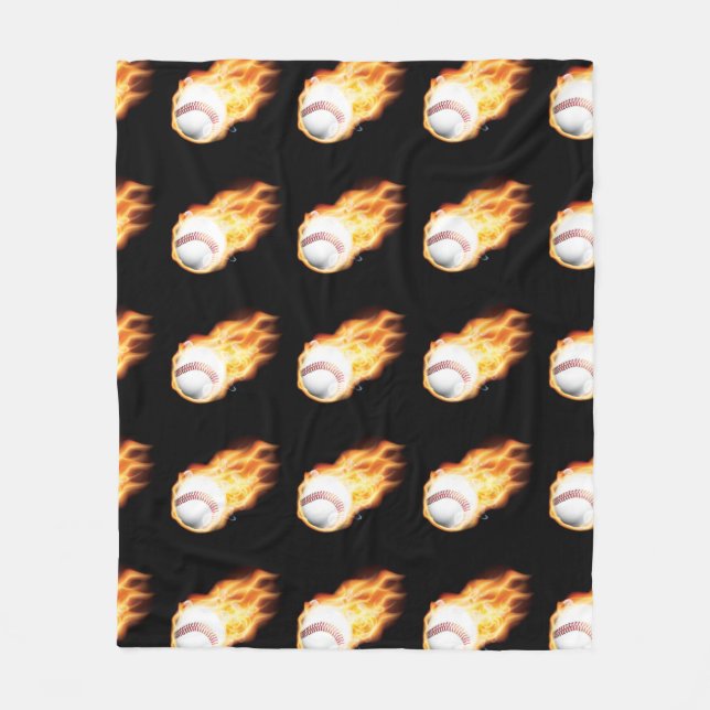 Baseball Black Fleece Blanket (Front)